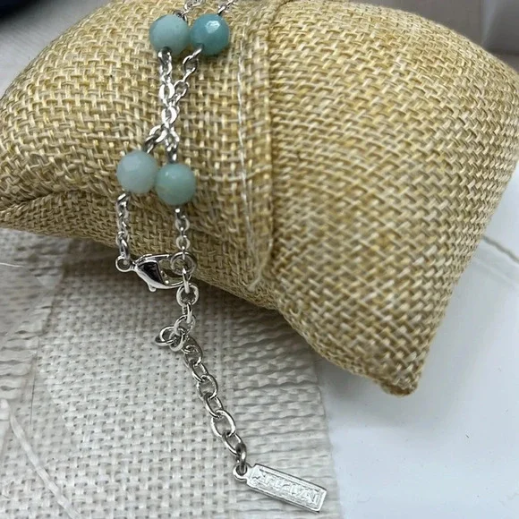 Vintage Napier Silver Tone Necklace with Aqua Blue Stones 14"-16" - Picture 7 of 10